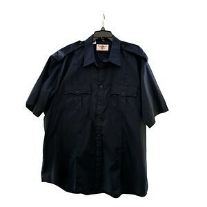 Taurus Uniform Shirt Mens 18.5 Navy Blue Short Sleeve Epaulet Utility Workwear